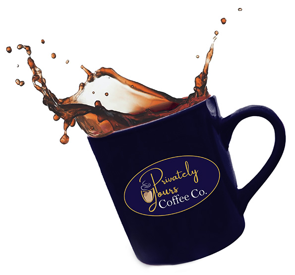 Privately Yours Coffee Co logo on a cup of coffee